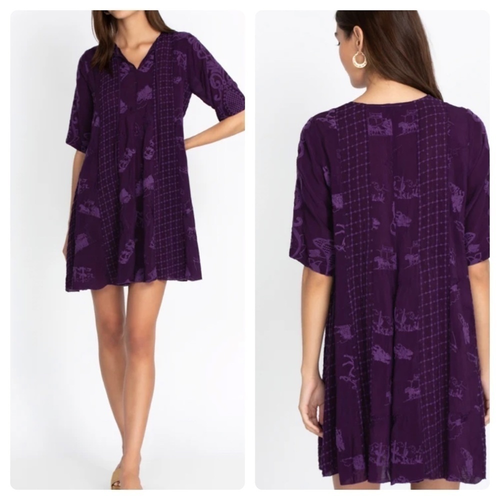 Johnny Was Runswick Lora Tunic Grape Royale SZ XXS
